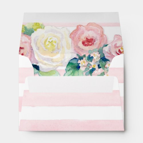 MODERN Chic Wide Stripes w Roses A6 Wedding Invite Envelope