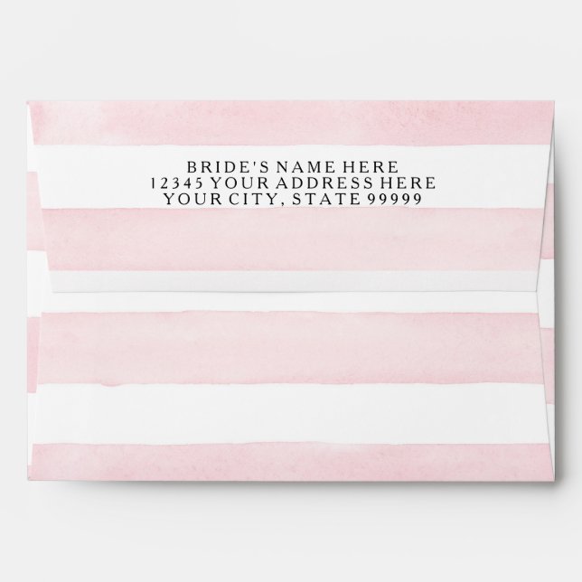 MODERN Chic Wide Stripes w Roses A7 Wedding Invite Envelope (Back (Top Flap))