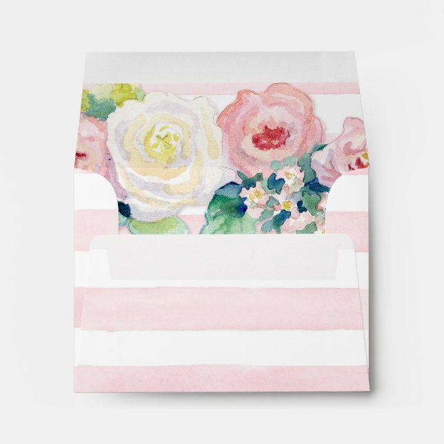 MODERN Chic Wide Stripes w Roses, RSVP A2 Envelope (Back (Bottom))