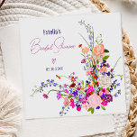 Modern chic wild flowers script bridal shower napkins<br><div class="desc">Our chic boho Elegant modern spring summer flowers illustration with pretty wild flower and brush script bridal shower napkins with a modern calligraphy typography with red,  purple,  pink ,  terracotta flowers is perfect for your bridal party.</div>