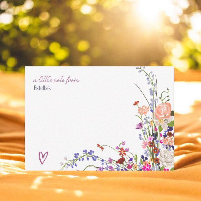 Modern chic wild flowers script bridal shower note card (Modern chic wild flowers script bridal shower note card)