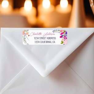 Modern chic wild flowers script pretty graduation  label