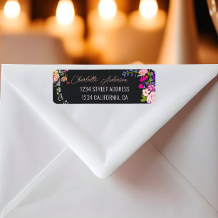 Modern chic wild flowers script pretty graduation  label