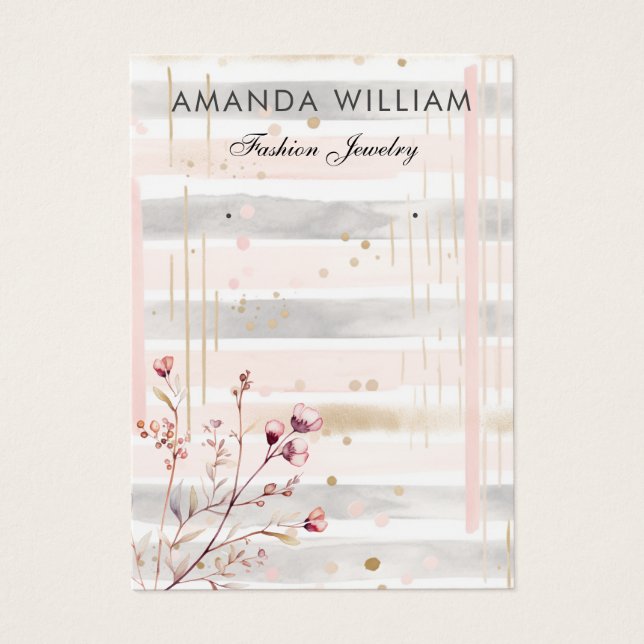 Modern chic wildflower floral earring display card (Front)