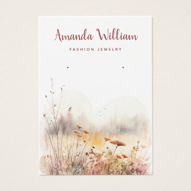 Modern chic wildflower floral earring display card (Front)
