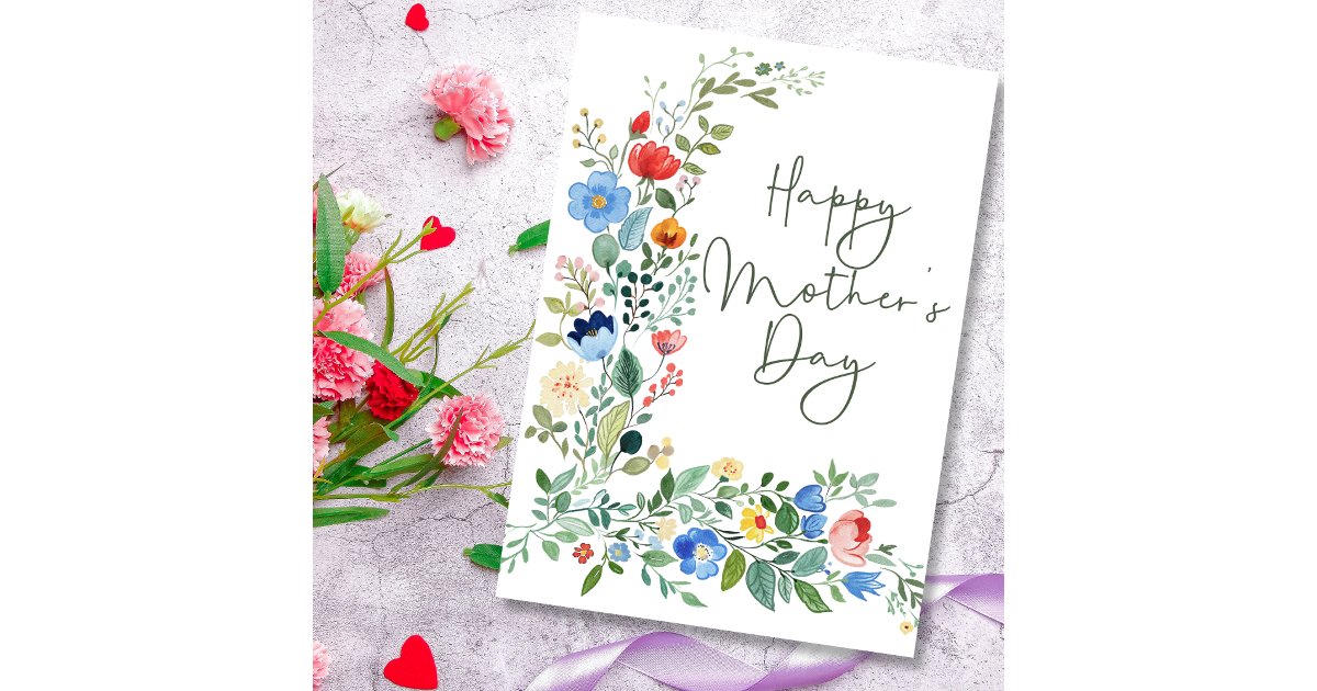 Modern Chic Wildflower Happy Mother's Day Card | Zazzle