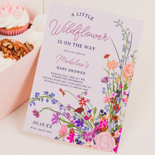Modern chic wildflower script baby shower invitation
