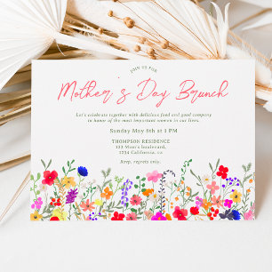 Modern chic wildflower script mother's day brunch invitation
