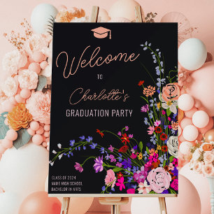 Modern chic wildflower script welcome graduation  foam board
