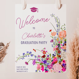 Modern chic wildflower script welcome graduation  poster