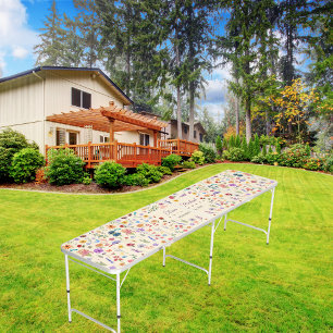 Modern chic wildflower watercolor Wedding Beer Pong Table