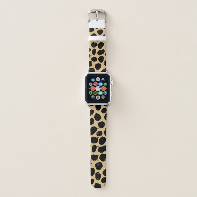 Modern Chic Wildlife Cheetah Animal Print Pattern Apple Watch Band (Front)