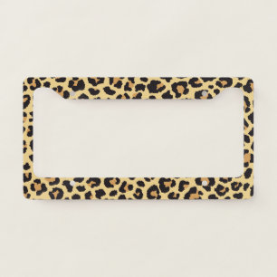 Modern Chic Wildlife Leopard Animal Print Pattern License Plate Frame