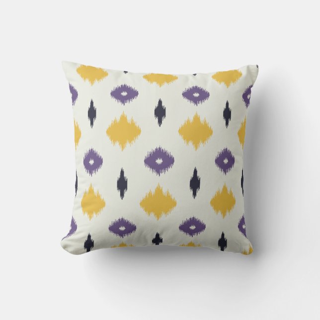 Modern chic yellow and purple ikat pillow (Front)