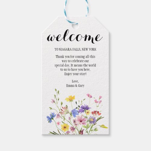MODERN CHIC YELLOW BLUE PINK WILD FLOWERS BOUQUET GIFT TAGS
