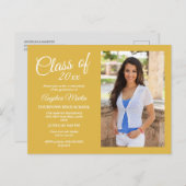 Modern Chic Yellow Graduation Photo Announcement Postcard (Front/Back)