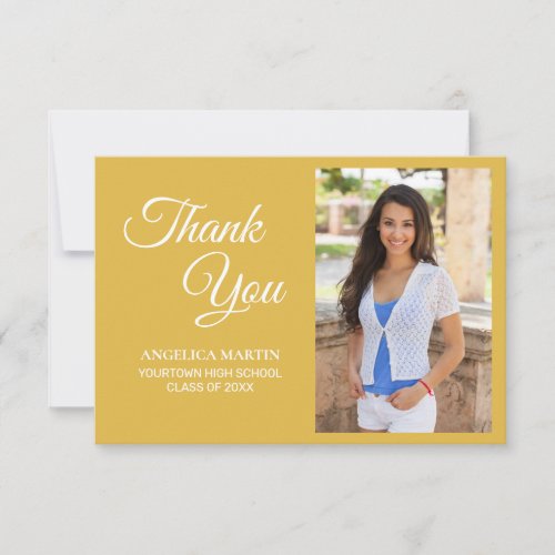 Modern Chic Yellow Graduation Photo Thank You