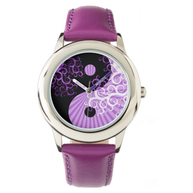Modern Chic Yin-Yang Sunbeam Floral Tree Watch (Front)