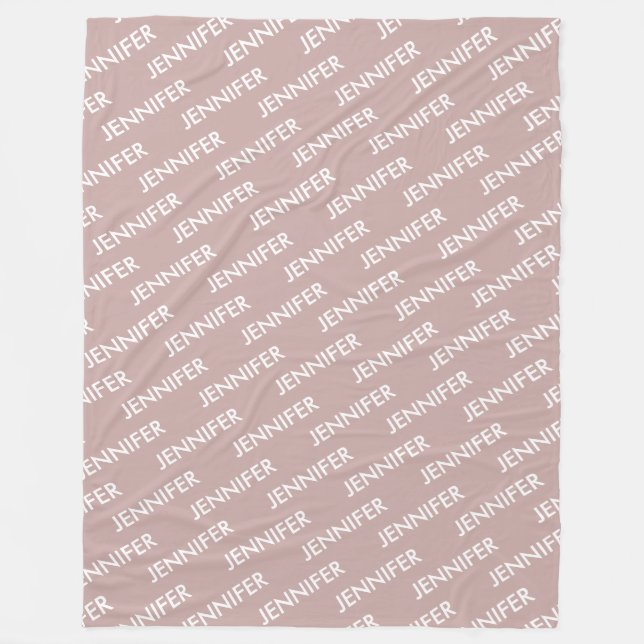 Modern Chic You Name It Personalized Dusty Pink Fleece Blanket (Front)