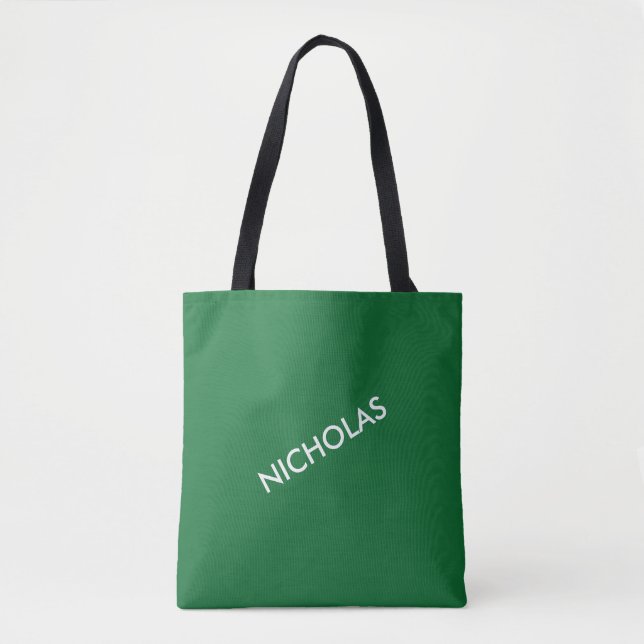 Modern Chic You Name It Personalized Green Tote Bag (Front)