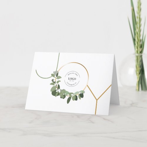 Modern Chic Your logo Joy Business Christmas Holiday Card