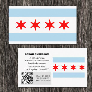 Modern Chicago Business Card, Chicago Flag / USA Card