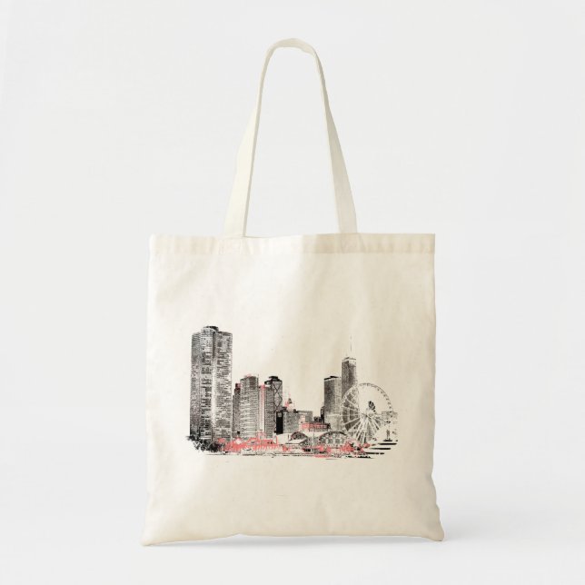 Modern Chicago Skyline Tote Bag (Front)
