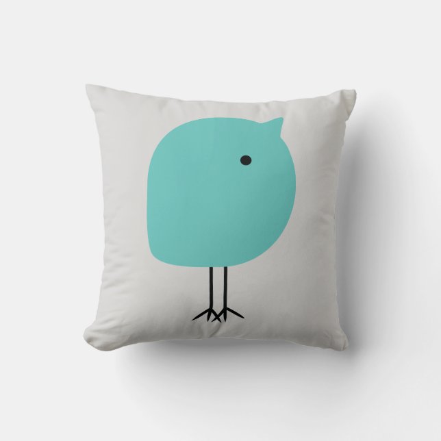 Modern Chick Baby Nursery Pillow, Turquoise & Gray Throw Pillow (Front)