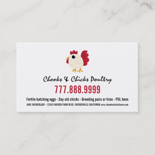 Customizable Modern Chicken Farmer Cartoon Hen Business Cards