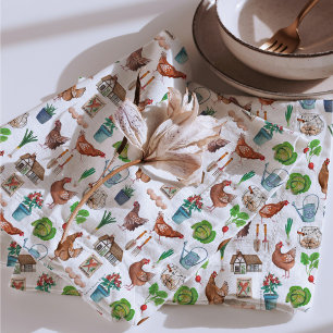 Modern chicken farmers garden rooster pattern cloth napkin