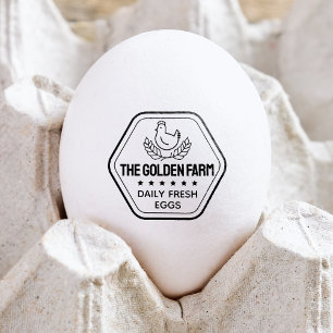 Modern Chicken Fresh Eggs Business Rubber Stamp