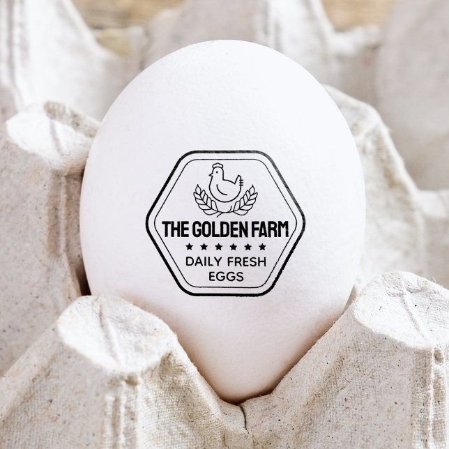 Modern Chicken Fresh Eggs Business Rubber Stamp (Creator Uploaded)