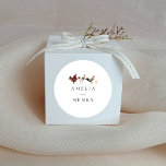 Modern Chicken Wedding Favor Classic Round Sticker<br><div class="desc">Modern and rustic botanical theme wedding favor sticker featuring watercolor illustration of chickens and chick. Customize this product by adding the couple's name below.</div>