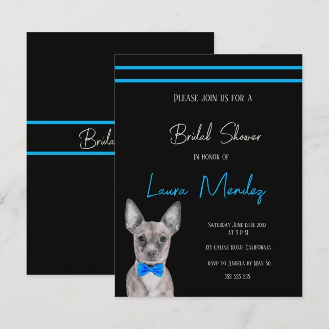 modern  Chihuahua dog  Bridal Shower Invitation (Front/Back)