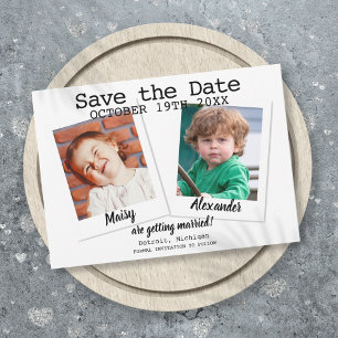Modern Childhood Photos Wedding  Save The Date