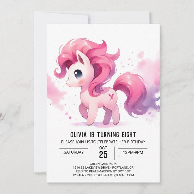 Modern Children Horse Birthday Invitation (Front)