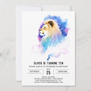 Modern Children Lion Birthday Invitation