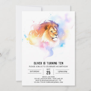 Modern Children Lion Birthday Invitation