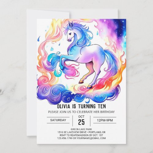 Modern Childrens Pony Birthday Invitation