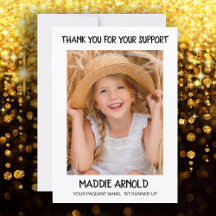 Modern Child's Pageant Thank You Photo White