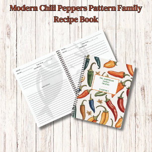 Modern Chili Peppers Pattern Family Recipe Book