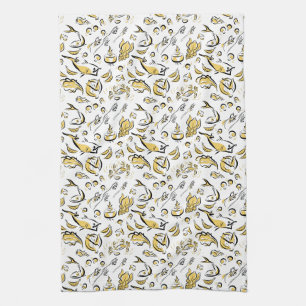 Modern Chinese Cuisine Ink Drawing Kitchen Towel