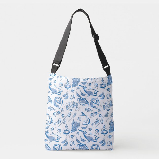 Modern Chinese Cuisine Ink Drawing Shoulder Tote (Front)