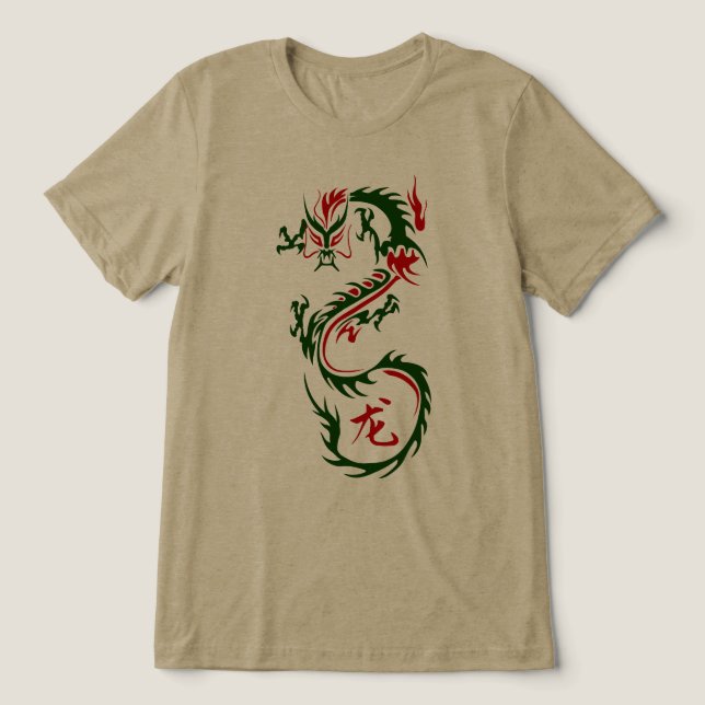 Modern Chinese Dragon Tri-Blend Shirt (Design Front)