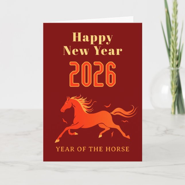 Modern Chinese Horse New Year 2026  Card (Front)
