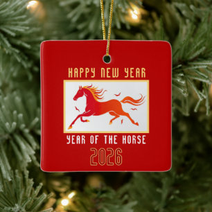 Modern Chinese Horse New Year 2026 Ceramic Ornament