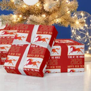 Modern Chinese Horse New Year 2026  Wrapping Paper