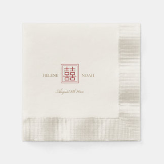 Modern Chinese Minimalist Elegant Gold Red Wedding Napkins