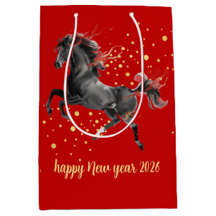 Modern Chinese New Year 2026 Horse New Year Medium Gift Bag