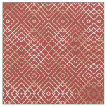 Modern Chinese Red Art Deco Geometric Pattern Fabric